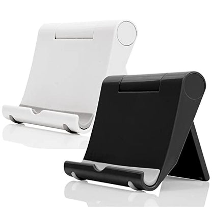 Adjustable Foldable Cell Phone Stand for Desk, Compatible with Most Smartphones and Tablets, Fits Devices up to 10 Pounds - color: Black+White