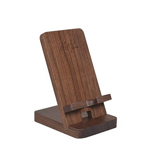 Cell Phone Stands of 3D MAGIC, Desktop Stand, Luxury Nature Wood Magnetic Phone Stand for Desk, Compatible with iPhone & All Cell Phones, Ultra-Stable, Portable & Non-Slip Design, Walnut Wood - color: Walnut Pro