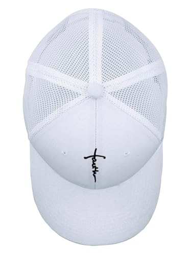 Embroidered Cross Baseball Cap, Christian Adjustable Snapback Hat for Men & Women, Structured Dad Hat with Jesus Faith Design - color: Trucker White Hat Black Cross
