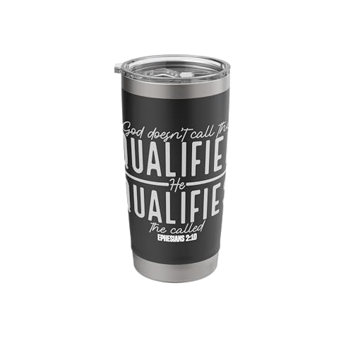 God Doesn't Call the Qualified-He Qualifies the Called Stainless Steel Insulated Tumbler - color: Black