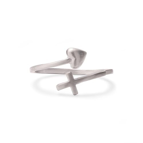 Wrapped in Christ's Love Adjustable Cross Ring Sterling Silver Women