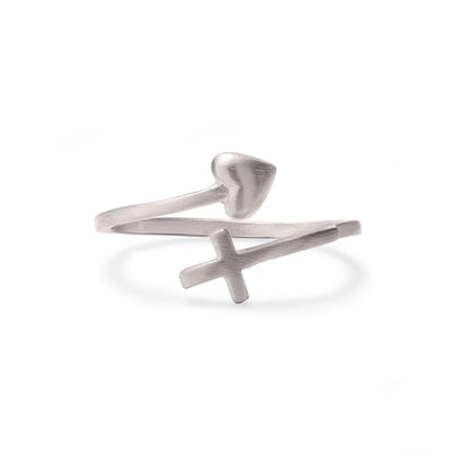 Wrapped in Christ's Love Adjustable Cross Ring Sterling Silver Women