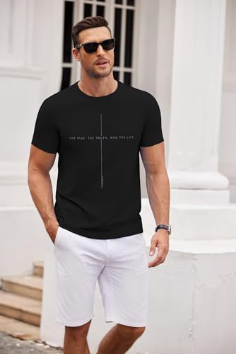Christian Jesus Faith Shirts Men: The Way The Truth Life Cross Graphic Tee - color: Black, size: Medium