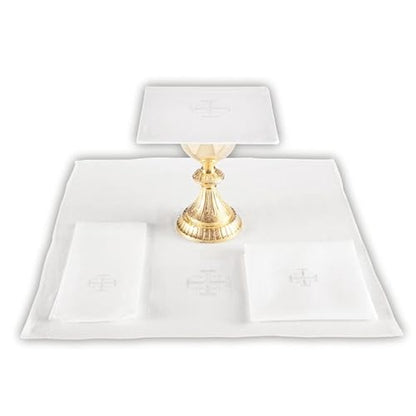Trinity Church Supply Jerusalem Cross Purificator 100% Cotton Christian Embroidered Catholic Church Communion Supplies, 12 Inch x 18 Inch, Pack of 4