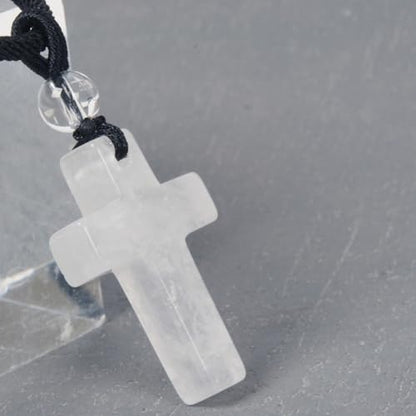 Justinstones Natural Gemstone Carved Cross Reiki Chakra Pendant Necklace 22 Inch - color: 30mm White Clear Quartz