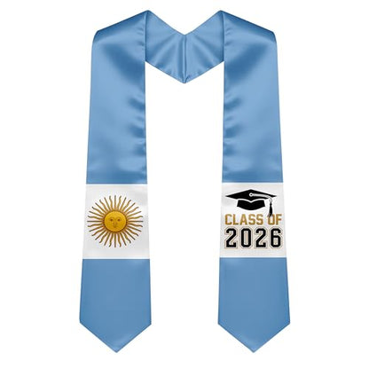 National Flag Graduation Stole Sash - 72" Long Unisex Honors Stole for Students - color: Argentine
