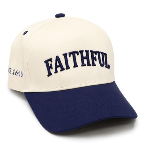Faith Series 2-Tone Trucker Hat – Christian Faith-Based Cap with Bible Verse Detail - color: Faithful | Luke 16:10 | Navy