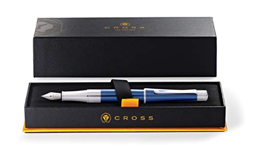 Cross Beverly Refillable Fountain Pen, Medium Nib, Includes Premium Gift Box - Translucent Cobalt Blue Lacquer - color: Translucent Cobalt Blue Lacquer, style: Fountain Pen