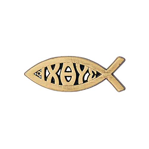 IXOYE Greek Fish Pin Antique Gold Jesus Fish Antique Gold (Pkg of 3)
