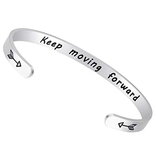 Fesciory Inspirational Bracelets for Women, Stainless Steel Cuff Bangle - color: Silver-33