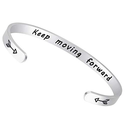 Fesciory Inspirational Bracelets for Women, Stainless Steel Cuff Bangle - color: Silver-33