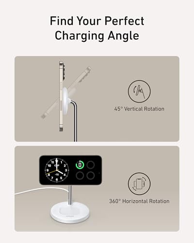 Anker MagGo 2-in-1 MagSafe Compatible Qi2 15W Wireless Charging Stand - color: White