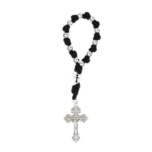 Intercession Paracord Decade Rosary - color: Black/Silver