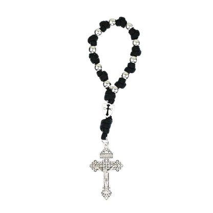 Intercession Paracord Decade Rosary - color: Black/Silver