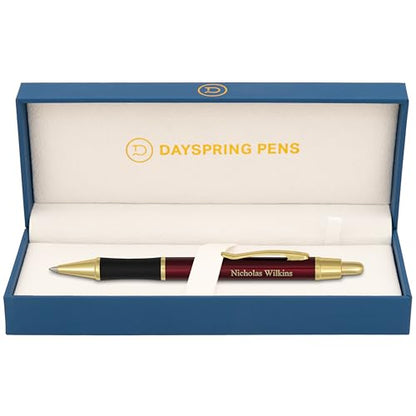 Dayspring Pens Monroe Personalized Ballpoint Pen, Ruby Red, 18k Gold Trim - color: Red, style: Customized