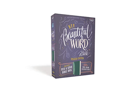 NIV, Beautiful Word Bible, Updated Edition, Peel/Stick Bible Tabs, Leathersoft, Teal, Red Letter, Comfort Print: 600+ Full-Color Illustrated Verses