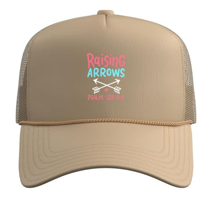 Raising Arrows - Christ Christian Psalm Bible Verses Trucker Hat with Adjustable Mesh Back - color: Khaki