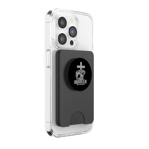 Cowboy Kneeling at Cross Greater is He Western Jesus Faith PopSockets PopWallet for MagSafe - style: Magnetic PopWallet
