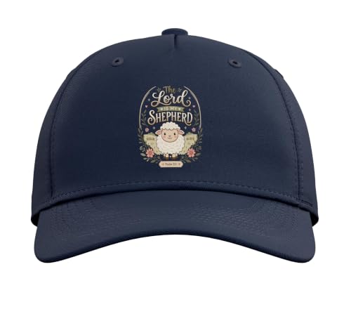 Christian Bible Verse The Lord is My Shepherd Psalm 23 Adjustable Baseball Hat - color: Navy Blue
