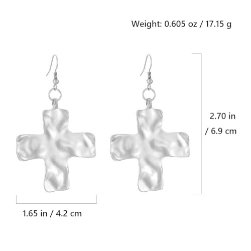Chunky Gold Silver Cross Drop Dangle Earrings for Women Statement Western - color: Silver
