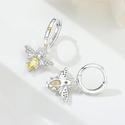 925 Sterling Silver Drop & Dangle Earrings for Women,Butterfly Dragonfly and Bee|Flower and leaf Earrings, Suitable for Sensitive Ears Fashion Jewelry Gift- Hypoallergenic Earrings - color: Bee Earrings