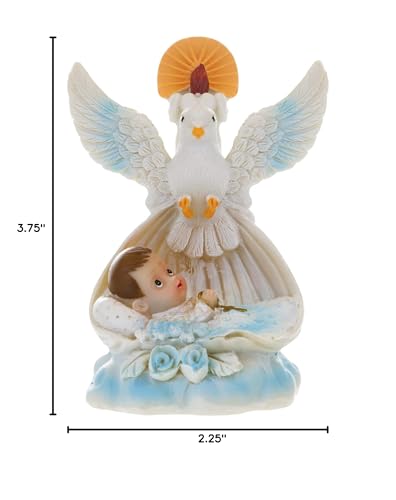 Lunaura Religious Keepsake - Set of 12"Boy" Baby Laying in Basket with Dove and Candle Favors - Blue