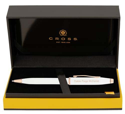 Cross Century II Personalized Ballpoint Pen in Pearlescent White, Rose Gold - color: White