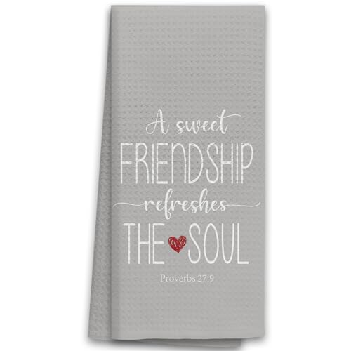 TNUW Sweet Friendship Refreshes The Soul Kitchen Towels 16X24In, Christian Gifts for Women Men, Hand Tea Towels for Kitchen Bathroom Decor (Gray) - color: Gray Friend