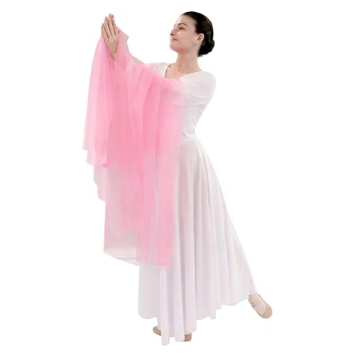 Danzcue Praise Dance Chiffon Solid Color Dance Scarf - color: Pink
