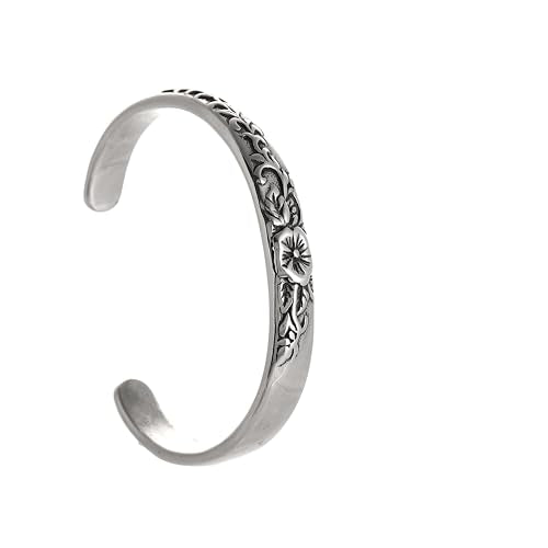 YWMAN Celtic Flower Cuff Bracelet, Vintage Floral Open Cuff Bangle, Stainless Steel Medieval Plants Pattern Bracelet Jewelry Gift for Men Women