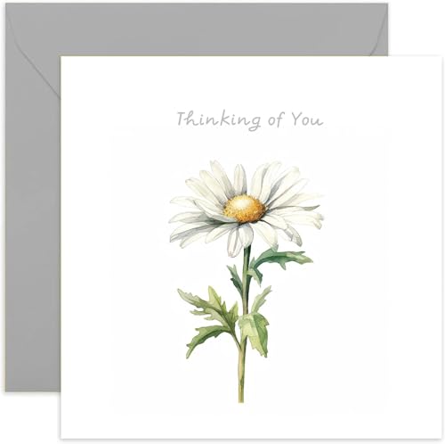 Old English Co. Thinking of You Card for Men and Women - Floral Daisy Chamomile Painting Card - Sorry For Your Loss, Condolences, Get Well Soon Card for Him or Her | Blank Inside with Envelope