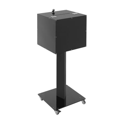 Suggestion Box with Lock and Key Donation Box with Stand and Wheel Acrylic Ballot Box Standing Offering Box for Church, Office, Voting (Black, Bar Hole) - color: Black, size: Bar Hole