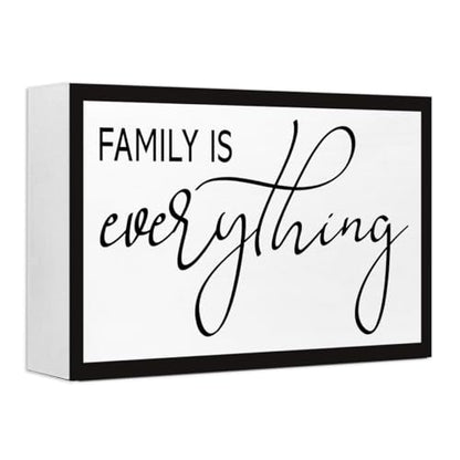 Family is Everything Sign Wooden Box Desk Decor,Rustic Farmhouse Home Wood Block Sign for Home Living Room Shelf Tabletop Decor 10'' x 6'' - style: Family is Everything
