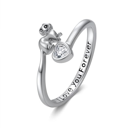 Dorunmo Adjustable Open Rings 925 Sterling Silver Cute Animal Rings for Women Vintage Jewelry Gifts - style: Ferret