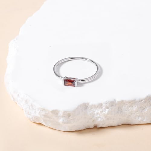 Helonley Birthstone Stack Rings for Women: 925 Sterling Silver Stacked Ring - color: Birthstone Feb.