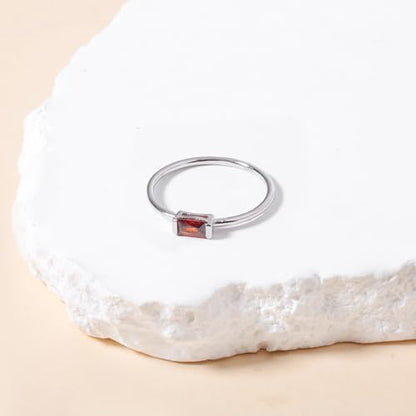 Helonley Birthstone Stack Rings for Women: 925 Sterling Silver Stacked Ring - color: Birthstone Feb.