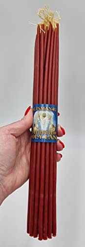 TALISMAN4U 33 Beeswax Taper Candles 11 inch Jerusalem Church Candles - color: Red