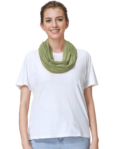 Lina & Lily Premium Modal Jersey Knit Women's Infinity Scarf Loop Lightweight - color: Lime Green