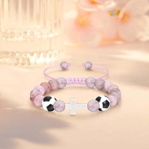 Bracelets for Girls Cross Soccer Bracelets Birthday Gifts for Girl - color: 5# Soccer Girl