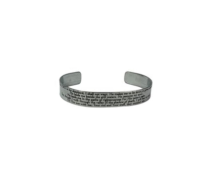 FashionJunkie4Life 925 Sterlin Silver and Stainless Steel Open Cuff Bracelet - color: Psalms 23