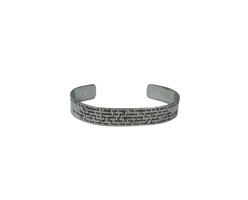 FashionJunkie4Life 925 Sterlin Silver and Stainless Steel Open Cuff Bracelet - color: Psalms 23