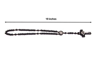 Intercession Mens St Bennedict Large Rosary - style: Black