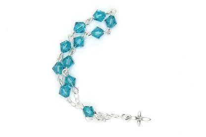 Catholic Communion Rosary Bracelet Created with Swarovski® Crystals, Glass - color: Zircon - December
