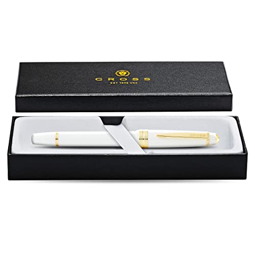 Cross Bailey Light Rollerball Pen, Polished White, Medium Point, Black Ink