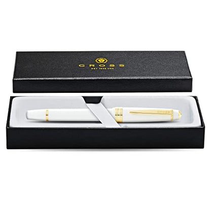 Cross Bailey Light Rollerball Pen, Polished White, Medium Point, Black Ink