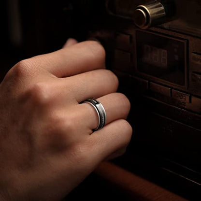 King Will 8mm Black/Gold/Silver Prayer Stainless Steel Ring - color: cross black silver