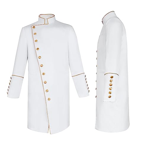 Men's Cassock Choir Short Cassock Minister Robe Clergy Pulpit Liturgical Church Top Coat - color: White, size: Large