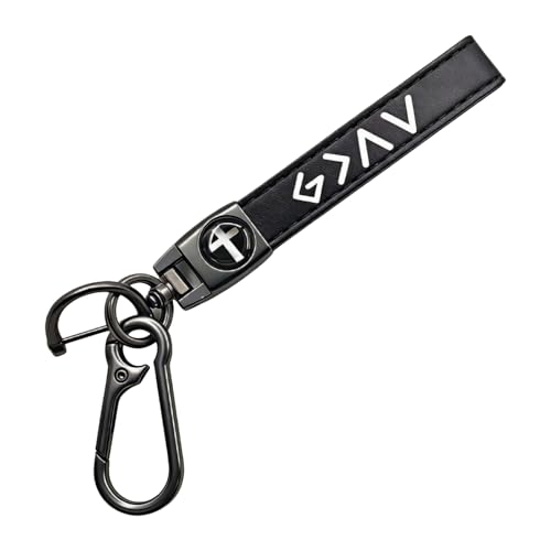 Christian Cross Keychain for Men Great Baptism Birthday & Christmas Gift for Godsons Husbands & Fathers Religious Gift - color: Gun Gray