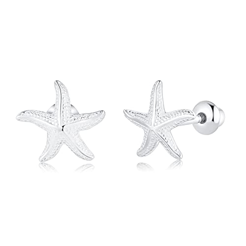 Butterfly Ladybug Unicorn Sloth Flamingo Dog Cat Turtle Angel Koala Daisy Panda Stud Earrings for Girls Women - Sterling Silver Hypoallergenic Animal Earrings with Secure Screw Backs - color: Starfish