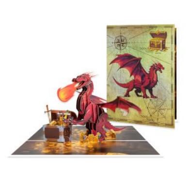 3D Pop Up Interesting Cards for men - Dragon Greeting Card - color: Fire-breathing dragon